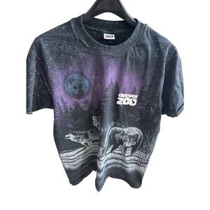 Vintage Single Stitch Denver Zoo All Over Print Wolves Anvil Rare Size Large